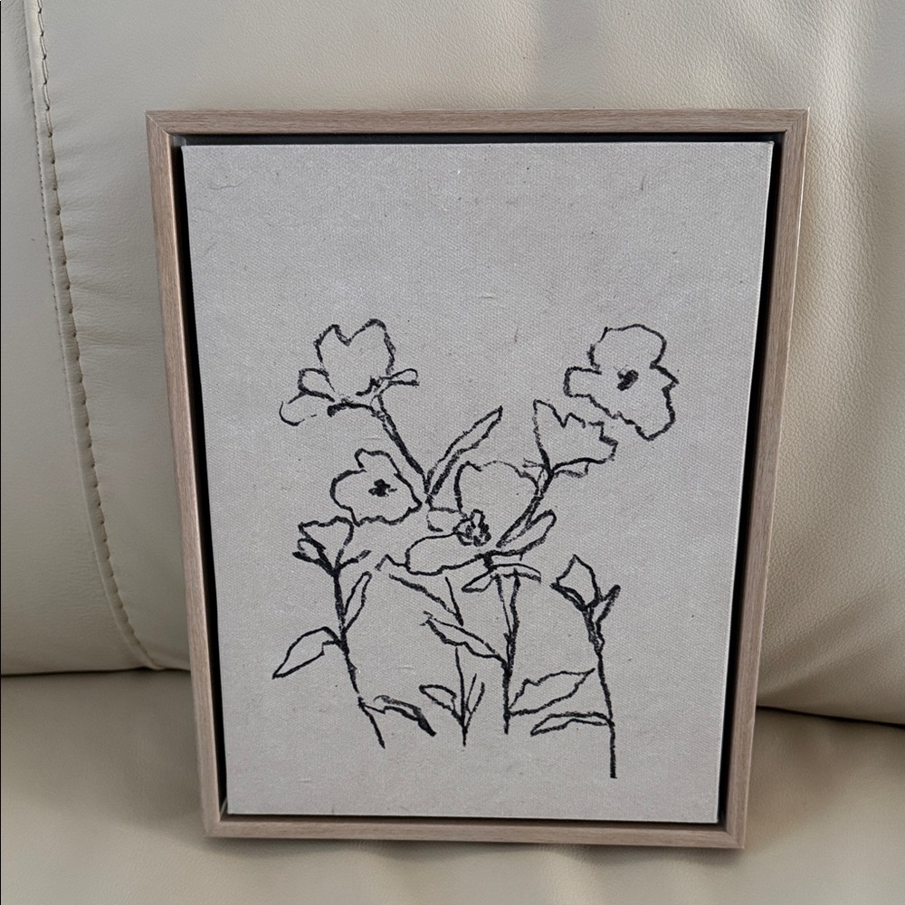Threshold 8x10 Framed Minimalist Sketch Flowers Floral Line Art Wall Picture